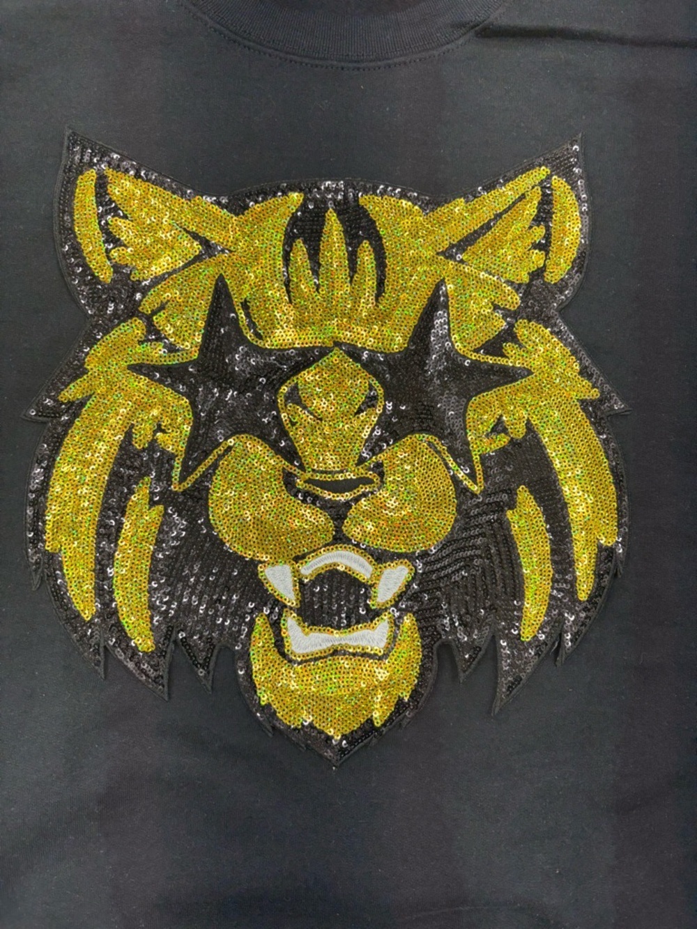 Gildan Black Crewneck with Yellow Tiger Face Graphic - Picture 2 of 3